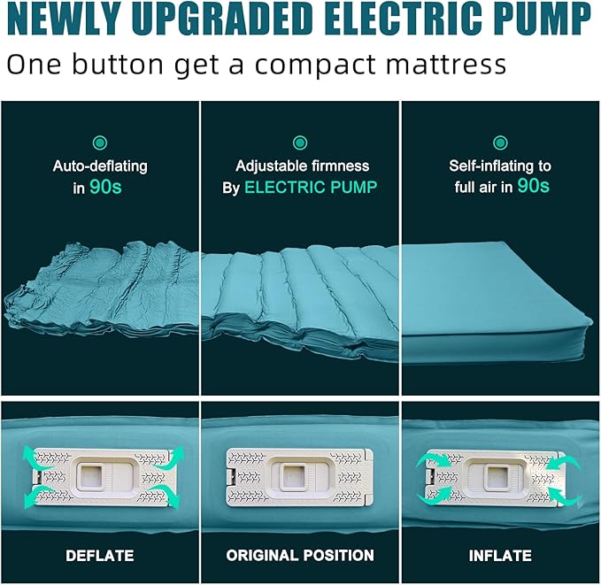 Tesla Camping Air Mattress with Foam Ultra Thick 4 Self Inflating Sleeping Pad with Electric Pump for Model Y R-Value 9.5 Insulated Car Camping Mattress Pad for All Seasons