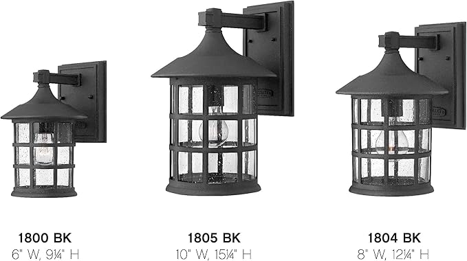 Hinkley Freeport Small Outdoor Wall Mount Lantern New England Design Cast Aluminum Clear Seedy Glass Black