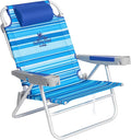 SUNNYFEEL Extra Wide 28 Low Beach Chair 5 Position Lay Flat XL Oversized Portable Folding Camping Chairs with Cup Holder for Outdoor/Trip Lightweight Foldable Backpack Beach Chair for Adults