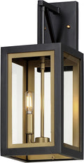 Maxim Lighting 30054CLBKGLD I Neoclass Collection 18 Inch Two Light Outdoor Wall Sconce I Black &amp Gold Finish I Modern Contemporary Light Fixture I