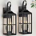 2 Pack 19 Large Outside Modern Wall Sconce Light Fixture Industrial Porch Light Wall Mount with Glass Waterproof Farmhouse Exterior Lamp Lighting Bulbs Included