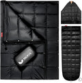 MOOX Down Camping Blanket Packable Backpacking Camping Quilt Outdoor Lightweight Warm Water Resistant Puffy Sleeping Bag Travel Hiking 55x79 Waterproof Camp Throw Blanket Black