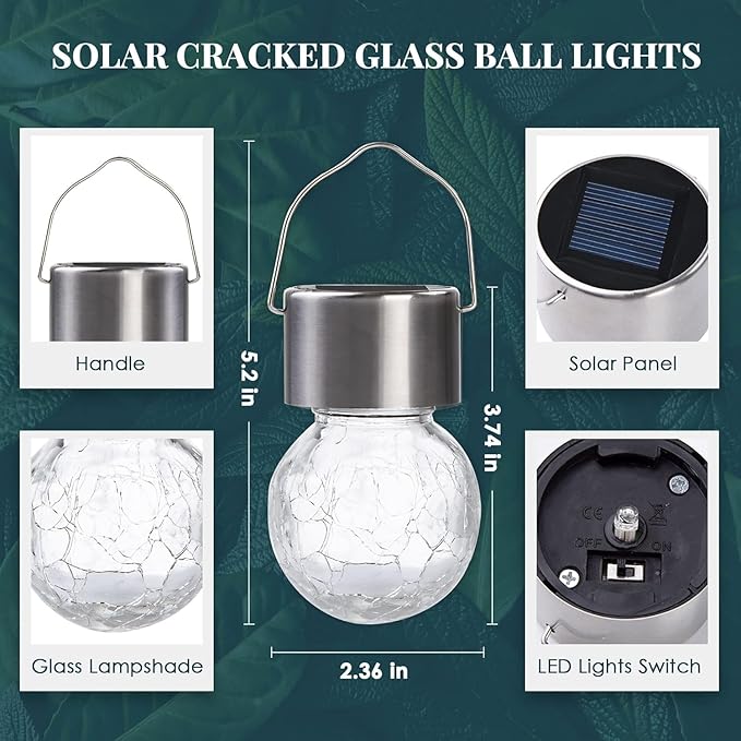 SOLPEX 12 Pack Hanging Solar Lights OutdoorSolar Outdoor Lights Decorative Solar Powered Waterproof Light Hanging Globe Light for Garden Yard Patio Lawn Flower Bed(Warm White)