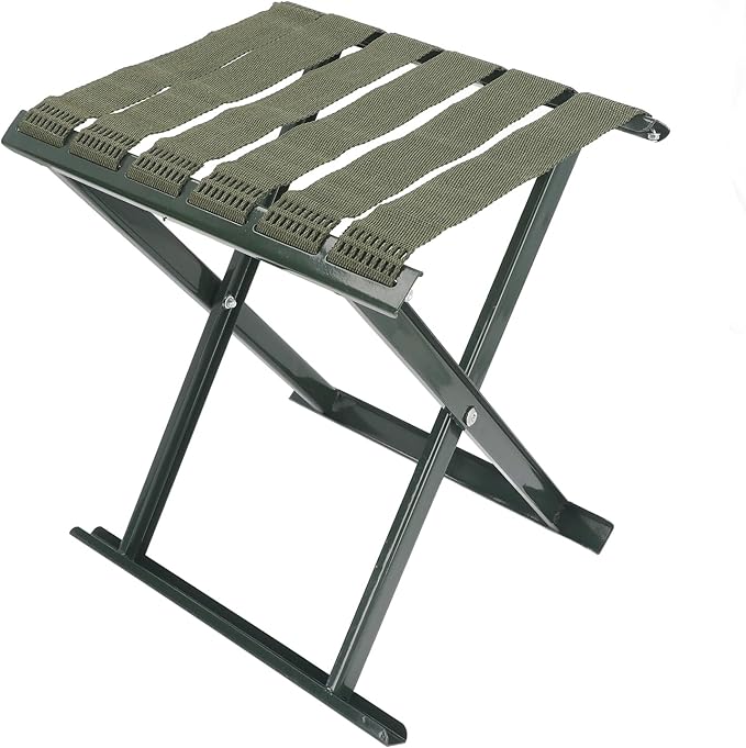 gernie Folding Stool Portable Heavy Duty Camping Stool Hold up to 600 lbs Outdoor Portable Chair Compact Folding Chair for Camping Fishing Walking Hiking Gardening and Beach (A)