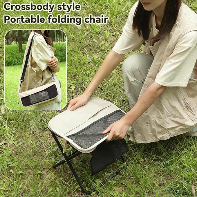 2 Pack Portable Folding Stools Collapsible Backpack Stool with 3 Storage Pouches Camping Chair Outdoor Seats Foot Rest Ultralight for Hiking Fishing Camping Festivals Large 13x10.62x12.2
