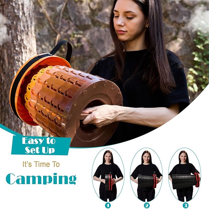 Upgraded Collapsible Stool with Cushion 1000 lbs Capacity &amp 19.7-in High Wider &amp Taller Heavy Duty Portable Telescoping Foldable Seat for Adults Camping Travel Music Festivals Outdoors