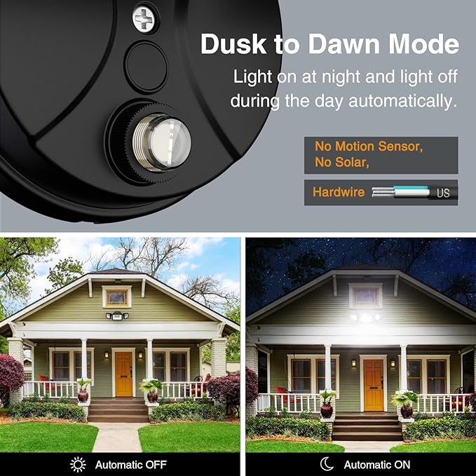 Onforu 70W Dusk to Dawn Outdoor Lighting7000LM Black Flood Lights OutdoorIP65 Waterproof Exterior Security LED Light3 Adjustable Heads Photocell Light Fixture6500K Floodlight for GaragePatioYard