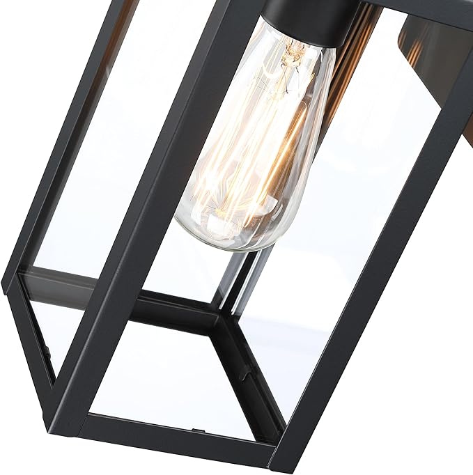 12” Black Wall Sconce Lights-12 Inch Outdoor Wall LightExterior Sconce Steel and Glass Outdoor Porch Light Black Lantern for Front Porch Garage Balcony