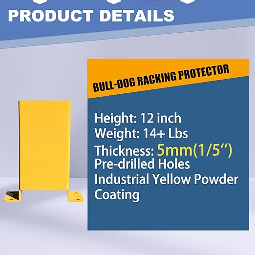Pallet Rack Post Protectors 12 Height Steel Pallet Rack Guard Safety Yellow Racking Protectors (2 Packs)