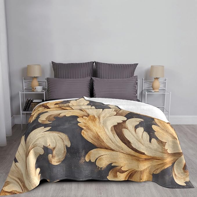 Golden Curling Grass Soft Fleece Blanket 60 * 50 inch Soft Sofa Blanket Suitable for Sofa Camping Travel Night Cover Blanket