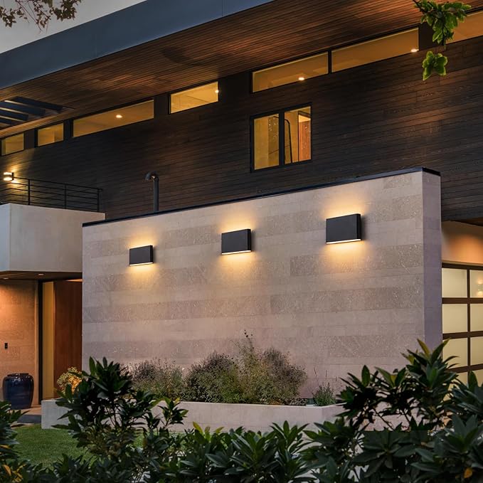 Modern Outdoor Wall Sconce Black LED Outdoor Wall Light Fixtures 5.5 Up and Down Exterior Lighting Fixtures for House Porch Front Door Garage Yard Patio