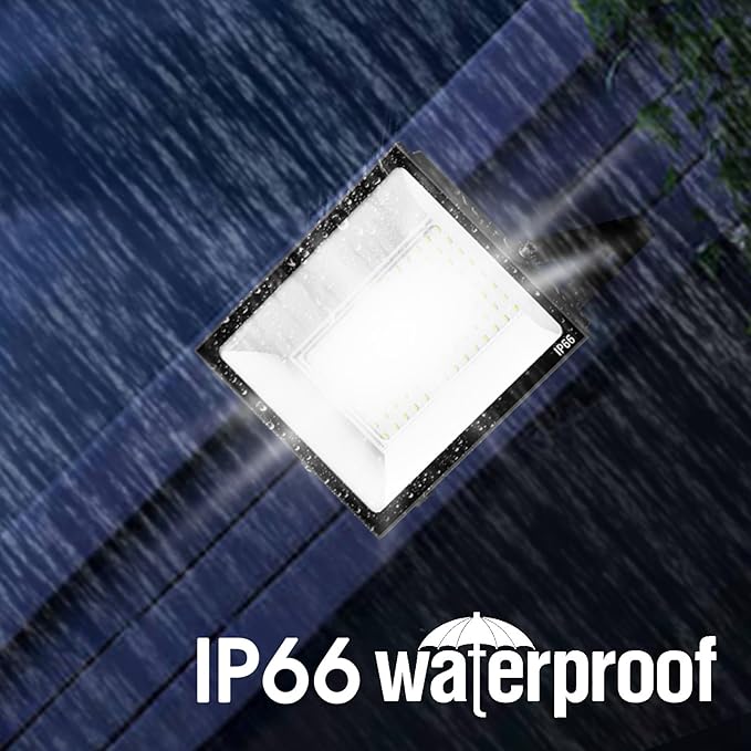 50W Flood Light Outdoor: 2 Pack 5000LM Bright LED Plug-in Flood Light IP66 Waterproof 100-265V 6500K Daylight White Plug-and-Play Heat Dissipation Ideal for Yard Garage Stadium