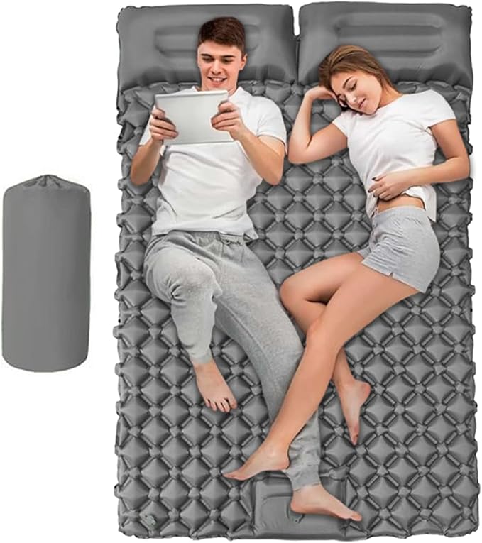 Inflatable Bed – 2 Person Camping Pad Waterproof Portable Travel Tent Sleeping Mat Compact Roll-Up Design Comfortable Rest Function Outdoor Gear for Fishing Hiking Parks Climbing Walking