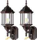 Redluck Motion Sensor Outdoor Lights 2 Pack 16 inch Dusk to Dawn Outside Porch Lights Waterproof Anti-Rust Aluminum Outdoor Wall Lights for House Garage Front Door Antique Black and Bronze Gold
