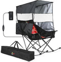 Nice C Heated Rocking Camping Chair with Canopy XL Oversized Folding Rocker with Battery Outdoor Umbrella Chairs with Shade with Cup Holder Cooler Bag for Sports Patio Backyard (1 Pack)