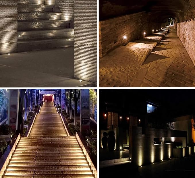 LED In-Ground Step Light- Half Moon Anti-Glare 3W 12V-24V DC Recessed Wall Lights IP67 Waterproof Buried Underground Outdoor Landscape LightingWarm White 3000K (6 Pack)
