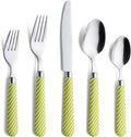 ANNOVA Silverware Set Stainless Steel Colorful Tableware Kitchen Flatware Set Utensils Includes Dinner Knives Forks Spoons Salad Forks &amp Dessert Spoons (Light Green 20 Pieces)