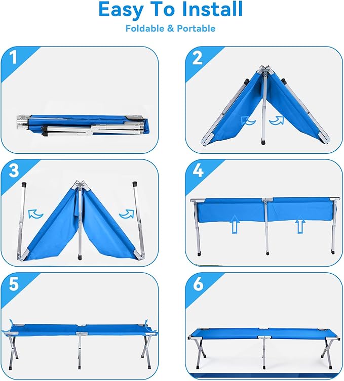 Outvita Folding Camping Cot Sleeping Bed with Carry Bag Lightweight Portable Cots for Travel Fishing Hiking and Outdoor Activities