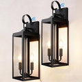 OKELI 17.6 2-Pack Dusk to Dawn Outdoor Wall Sconce Lighting Large Exterior Porch 2-Light Farmhouse Lantern with Clear Glass Waterproof for House Garage Black