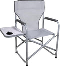Zenithen Portable Outdoor Director's Folding Chair with Side Table Perfect for Sporting Events Outdoor Activities Camping Patio Furniture and Relaxing Light Grey