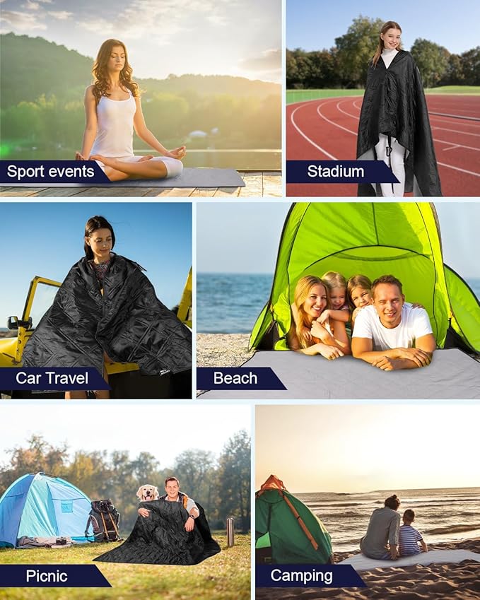 Outdoor Camping Blanket Fleece Waterproof Stadium Blanket with Portable Bag Lightweight for Cold Weather Sports Pet Beach Picnic Stadium Travel Car 79 * 54inch