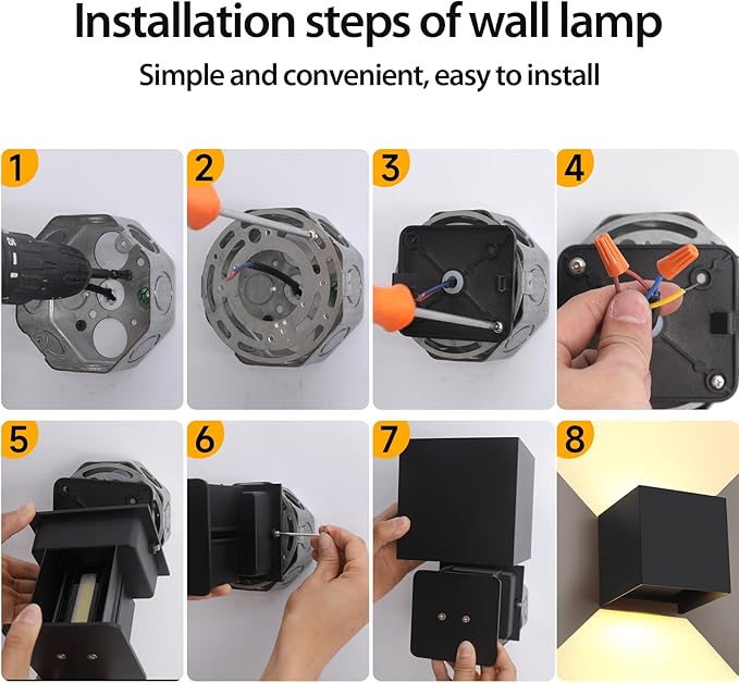 12W 2Pack Outdoor Wall Lights Exterior/InteriorLED Black Outdoor Wall Sconces Light Fixtures ModernIP65 Waterproof Square Aluminum Wall Lamps Up and Down Lights 3000K Warm Lights