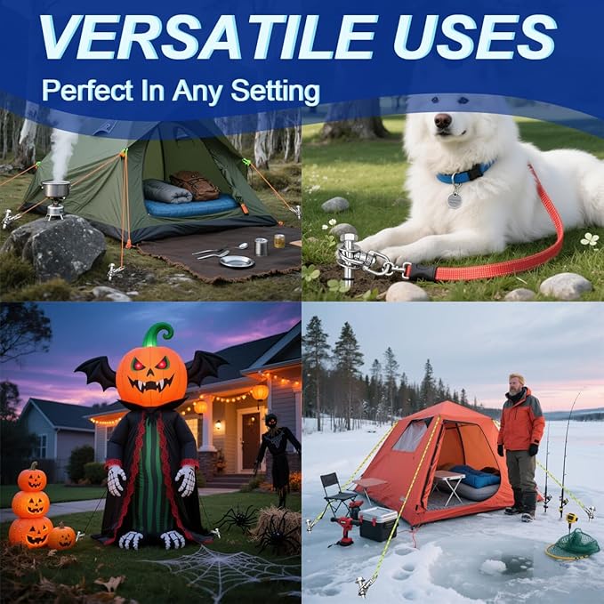 12 Inch Steel Screw in Tent Stakes8 Pack Tent Stakes Heavy DutyGround Anchors Screw inTrampoline Anchor KitSwing Set AnchorsMetal Threaded Camping Stakes with Hex Head Driver&ampStorage Bag