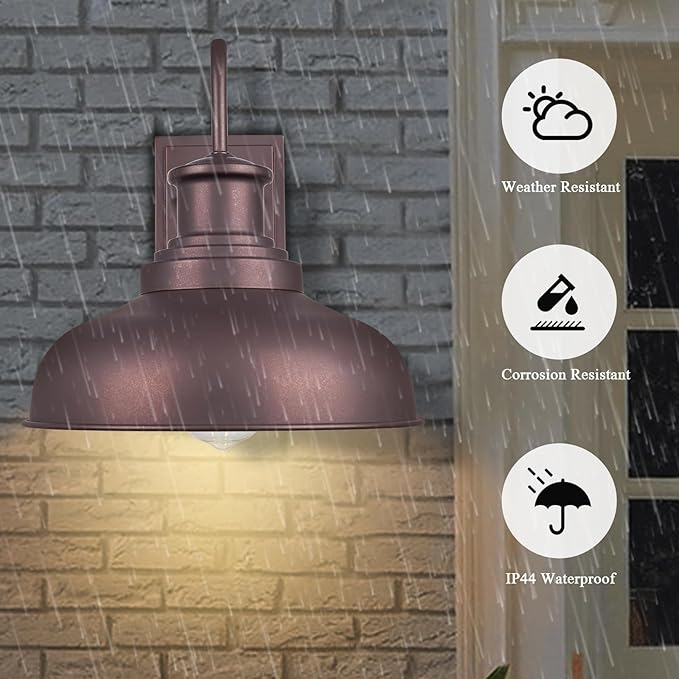Outdoor Barn Light with GFCI Outlet Farmhouse Exterior Wall Sconce Light Vintage Wall Lighting Fixture Industrial Bronze Wall Lantern with Built in for Porch Garage STRZ037-W ORB