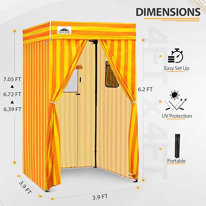 EAGLE PEAK Flex Compact 4x4 Pop-up Canopy Changing Room Portable Privacy Dressing Room for Indoor Fashion Photoshoots Camping or Pool Yellow/Orange