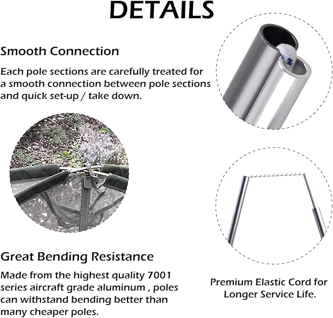 Azarxis Tent Poles Aluminum Tent Rod Replacement Camping Accessories Multifunction Lightweight Tent Poles Repair Kit 7001 Series Aircraft-Grade Aluminum