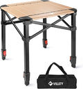 VILLEY Folding Camping Square Table with Carry Bag Lightweight Aluminum Adjustable Square Table for Outdoor Camping Picnic Backyards BBQ (S)