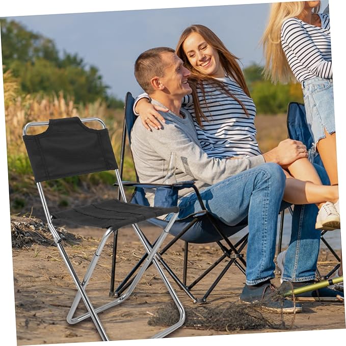 balacoo Multi-Function Beach Chair Portable Folding Stool Comfortable Camping Chairs Black Easy to Carry for Outdoor
