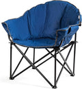 Giantex Portable Camping Chair Outdoor Folding Moon Saucer Chair for Lawn with Soft Padded Seat Cup Holder and Carry Bag