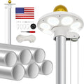 20FT Flag Pole Kit with Solar Light in Ground Heavy Duty Sectional Extra Thick Aluminum Flagpole Kit with 136 Led Flag Light Solar Powered Flag Included