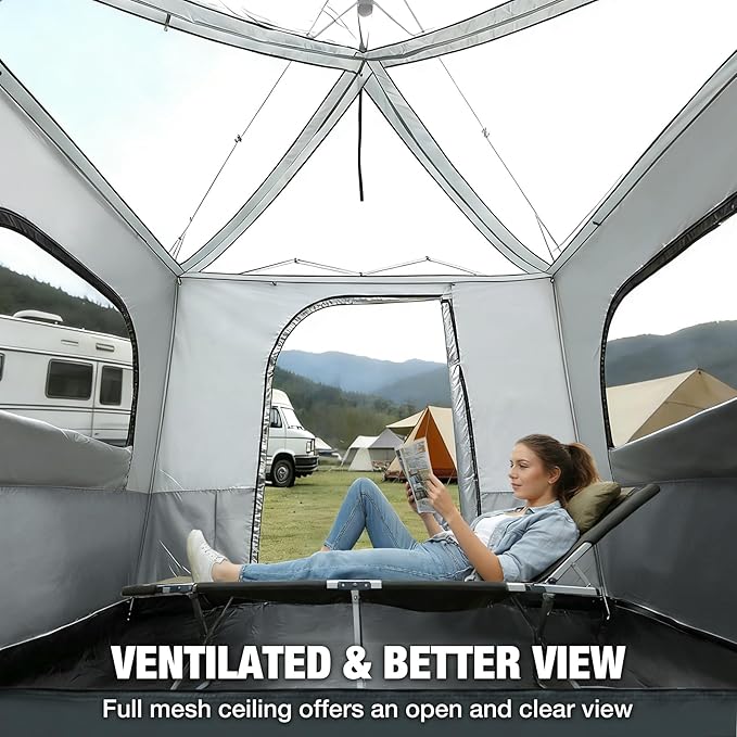 REDCAMP Canopy Camping Tent for Pop Up Canopy Tent Inner Tent Converts Straight Leg 10'x10' or 10'x20' Canopy into Camping Tent Fits 4-6 Person(Frame/Shelter NOT Included)