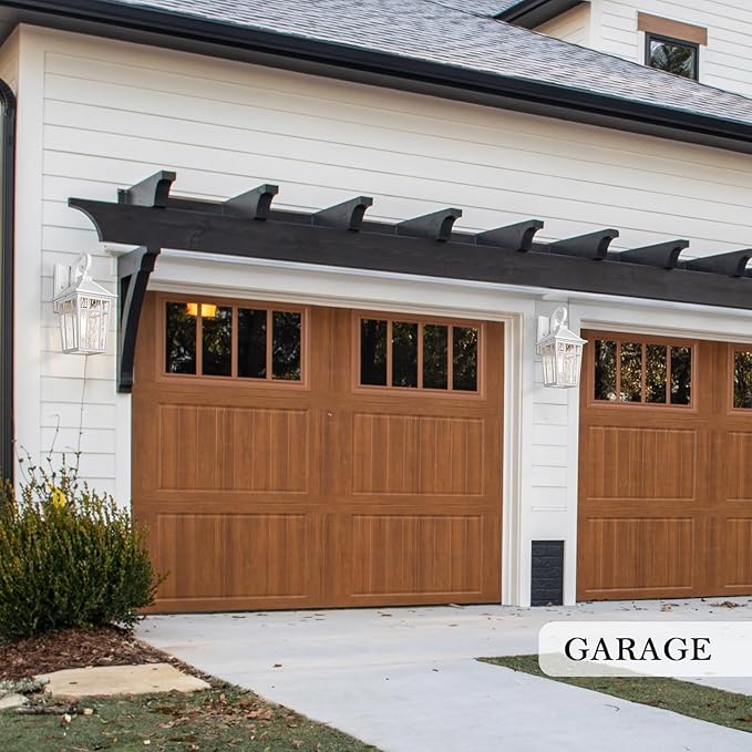 Darkaway Outdoor Wall Lights for House Exterior Lighting Fixtures Wall Mount Outside Porch Lights Waterproof White Outdoor Sconce Lights with Water Ripple Glass for Patio Garage Front Door