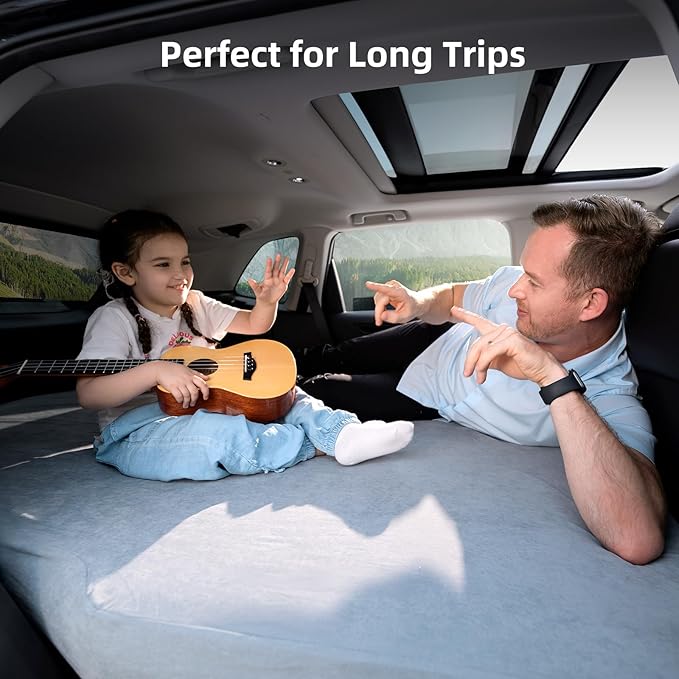 AutoLevel 4” Foam SUV Air Mattress for Honda CRV – Flat Backseat Camping Bed with Built-in Pump Slope-Cancel Design Waterproof TPU Surface – Ideal for Road Trips &amp Car Sleeping (CR-V Hybrid)