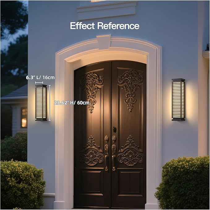 23.6 Outdoor Wall Lights Hard Wired Outdoor Wall Sconce Waterproof Front Porch Light 3000K Exterior Lighting Fixture Patio Wall Light Fixture for House Outside Exterior Entrance Patio