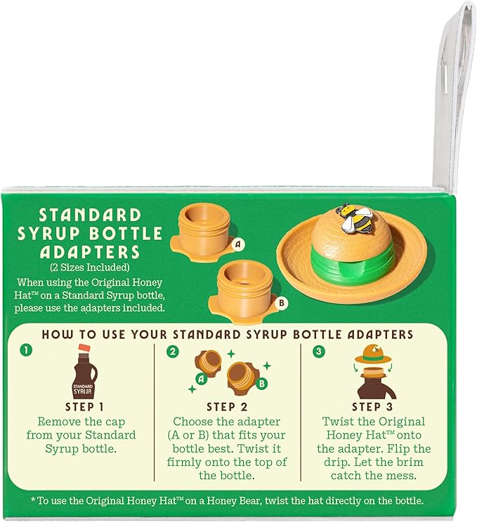 The Gardener Patented Drip-Catching Lid Replacement for Honey Bear Bottles &amp Table Syrup Bottles/No Mess Kitchen Gadget/Honey &amp Table Syrup Bottle Topper/Made in USA