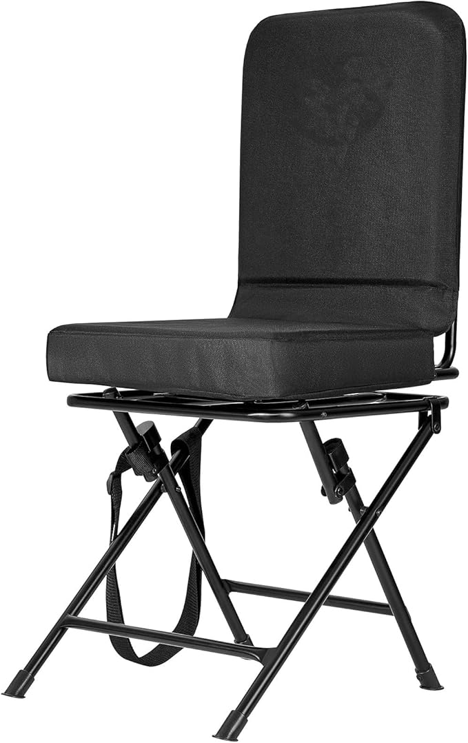 Foldable Hunting Chair with 360° Swivel Steel Frame &amp Backrest