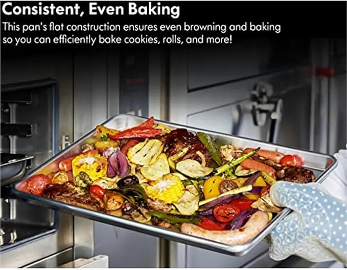 6 Pack Half Size Aluminum Sheet Pan 18x13 Inch Commercial Bakery Cake Bun Baking Tray