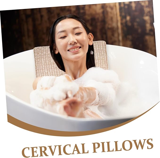 Healifty Cooling Straw Woven Sleeping Pillow for Sweat Steam Rooms Neck Support for Comfortable Sleep Handmade Design for Health and Wellness