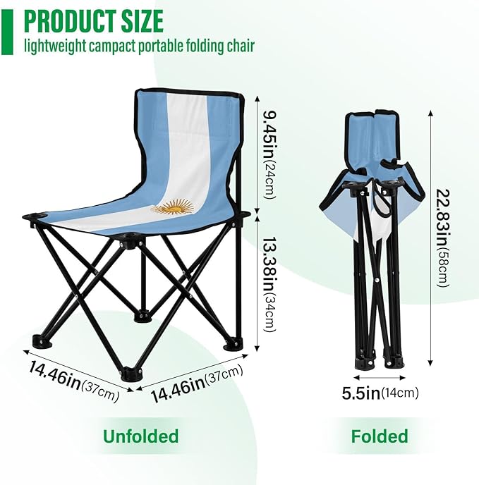 DOMIKING Argentina Flag Kids' Portable Camping Chairs for Outdoor Fishing Chairs with Carry Bag Folding Chair for Travel Camping Hiking