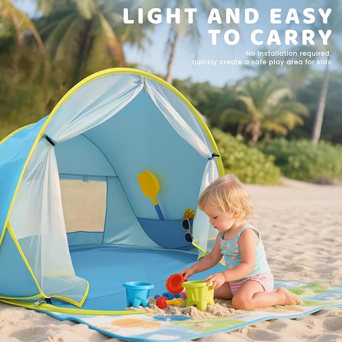 Baby Beach Tent Pop Up Play Tent for Infants UV Protection Sun Shelter for Toddlers Infant Portable Sun Shade