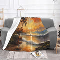 Lakeside Sunset Soft Fleece Blanket 60 * 50 inch Soft Sofa Blanket Suitable for Sofa Camping Travel Night Cover Blanket