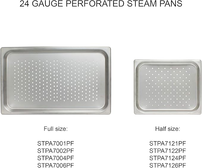 Excellante Half Size 6-Inch Deep Perforated 24 Gauge Steam Pans