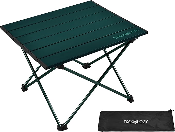TREKOLOGY TALU Portable Folding Beach Table - Lightweight Travel Camp Table | Small Camping Table for Outdoor Adventures | Foldable Compact and Sturdy - Perfect for Camping Picnic Beach Trips