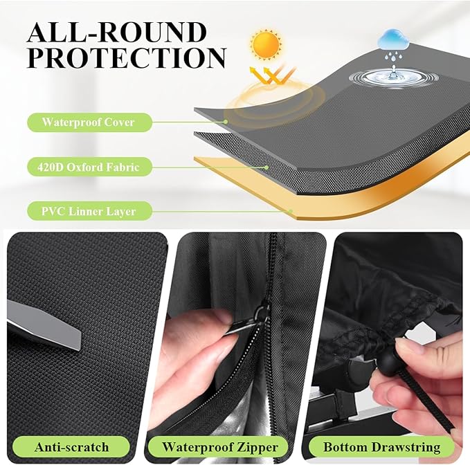 Folding Table Cart Cover 420D Waterproof Drywall Dolly Cart Cover - 10 Table Capacity With 2 Buckles &amp Drawstring for Garage Home Warehouse 45.6L x 29W x 39H Black