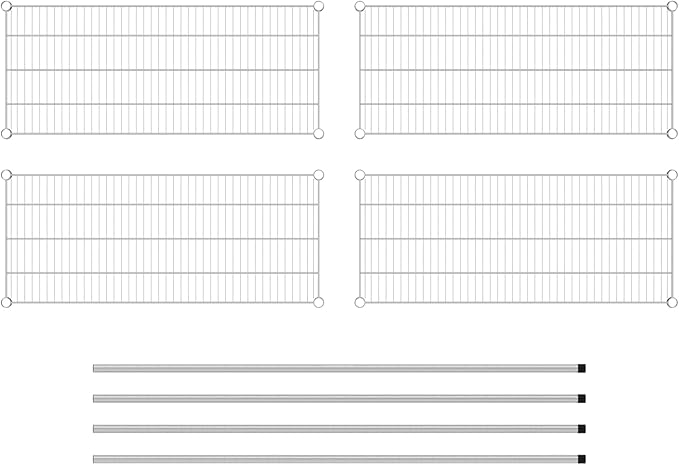 Commercial NSF Listed Chrome Stationary Wire Shelving Kit 18 x 42 x 64 with 4 Shelves Perfect for Warehouse Walk-in Refrigerator Freezer Grocery Store Restaurant Dishroom