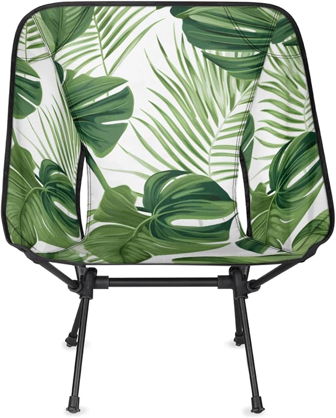 Honeybaby Folding Camping Chair Tropical Palm Leaf Print Camping Chairs Lightweight Portable Chair Outdoor Foldable Chairs for Camping Travel Picnic Beach Hiking